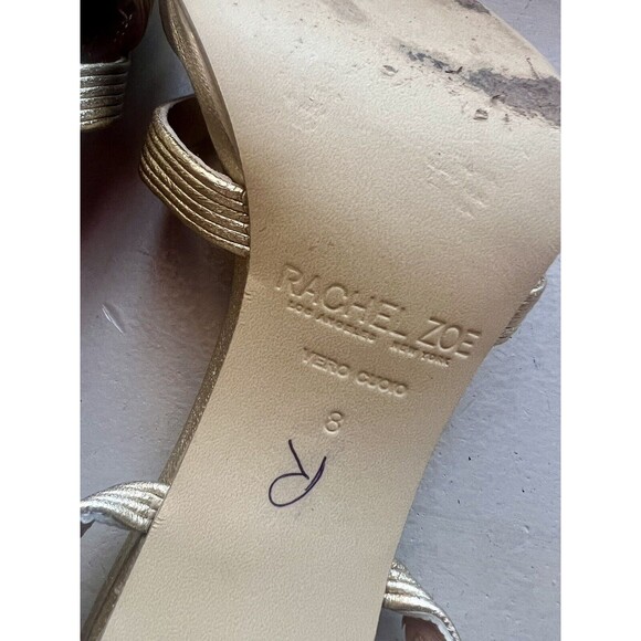 Rachel Zoe Isabella Metalic Gold Leather Stiletto High Heeled Sandals Women’s 8 - Picture 13 of 16